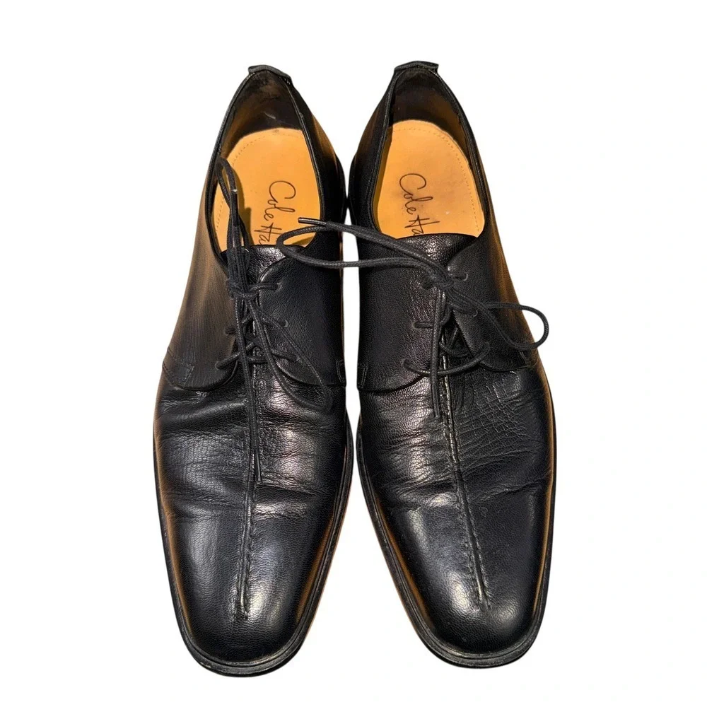 Cole Haan‎ Mens 10M Pre-Owned Black Leather Split Toe Dress LaceUp Oxford Shoes